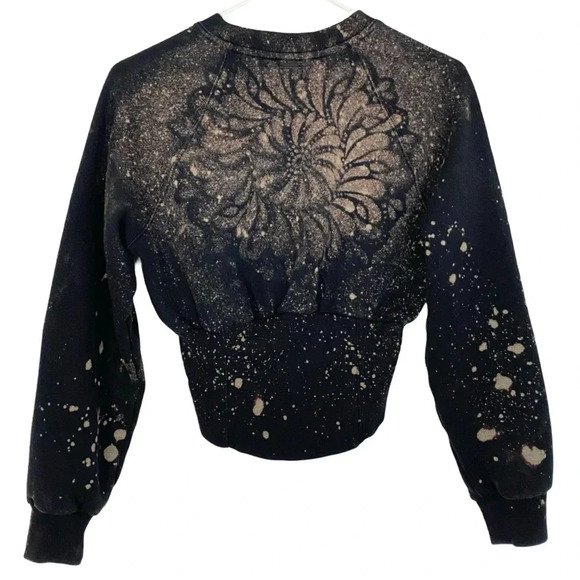 Upcycled Sweatshirt Womens Small XS Cropped Pullover Mandala Victoria s Secret - Picture 2 of 10
